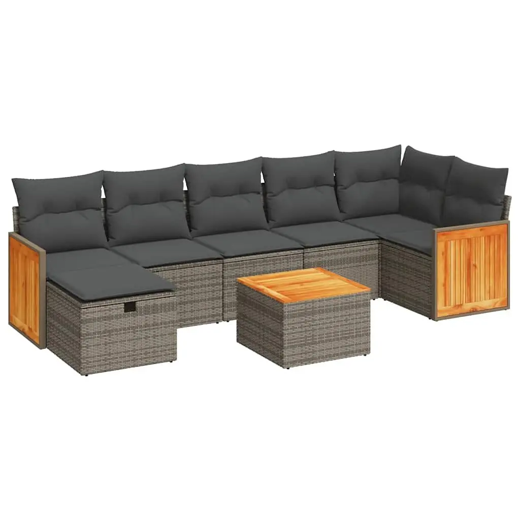 Garden Sofa Set 8 Piece Outdoor Furniture Grey Poly Rattan Patio Lounge with