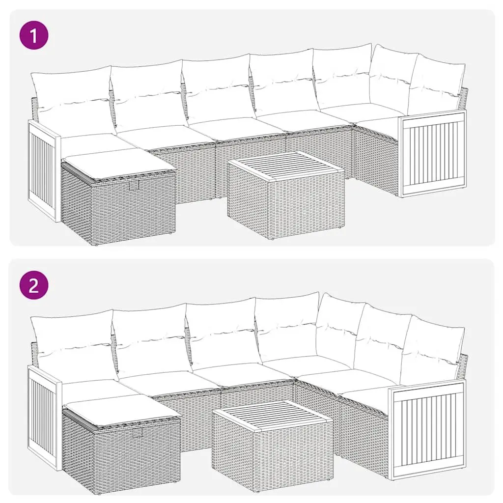 Garden Sofa Set 8 Piece Outdoor Furniture Grey Poly Rattan Patio Lounge with