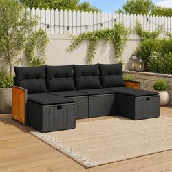 Warm and Welcoming Black Poly Rattan Sofa Set for Outdoors