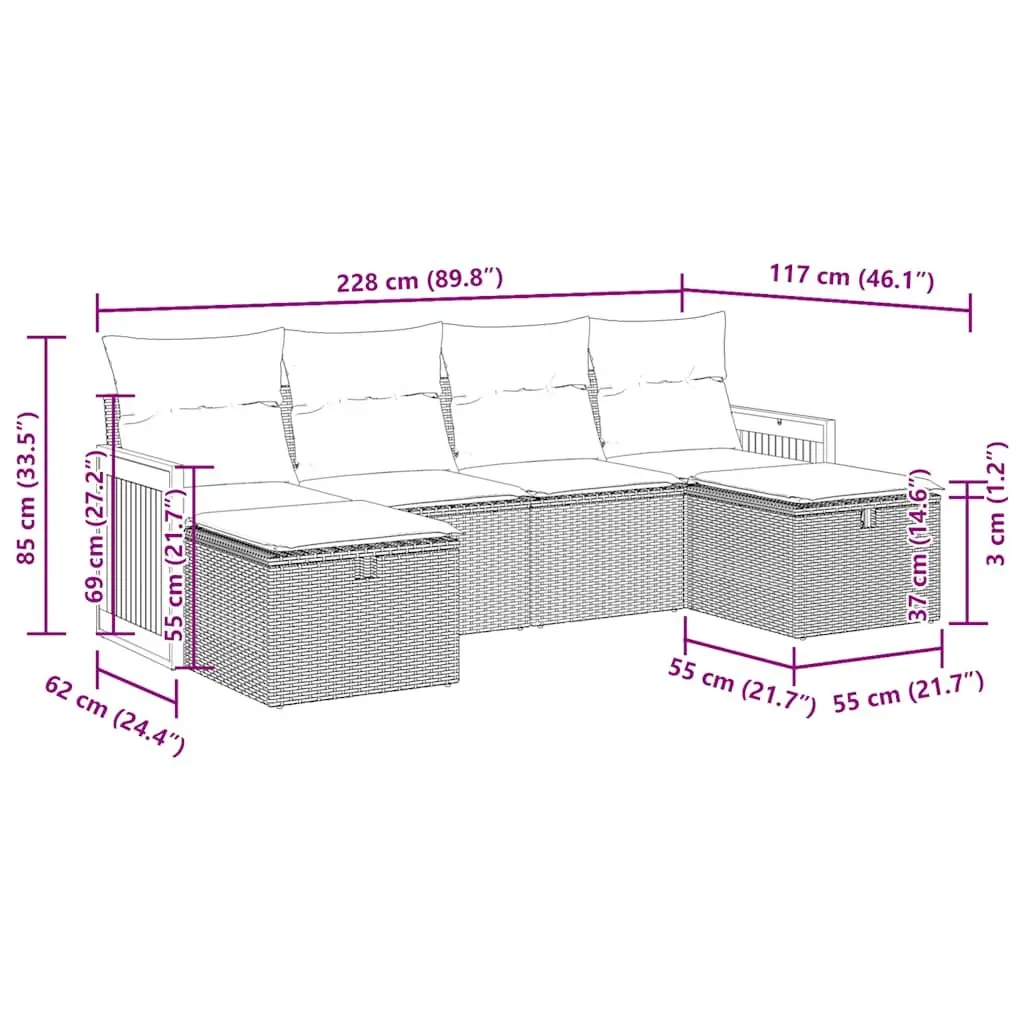 6 Piece Garden Sofa Set