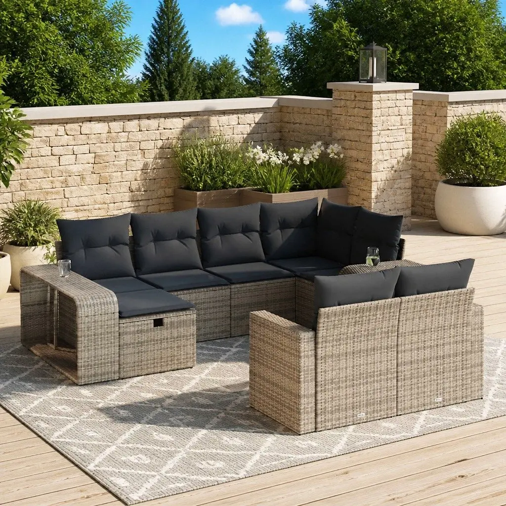 Garden Sofa Set 10 Piece Outdoor Furniture Grey Poly Rattan Patio Lounge