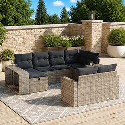 Warm 10-Piece Garden Sofa Set with Storage