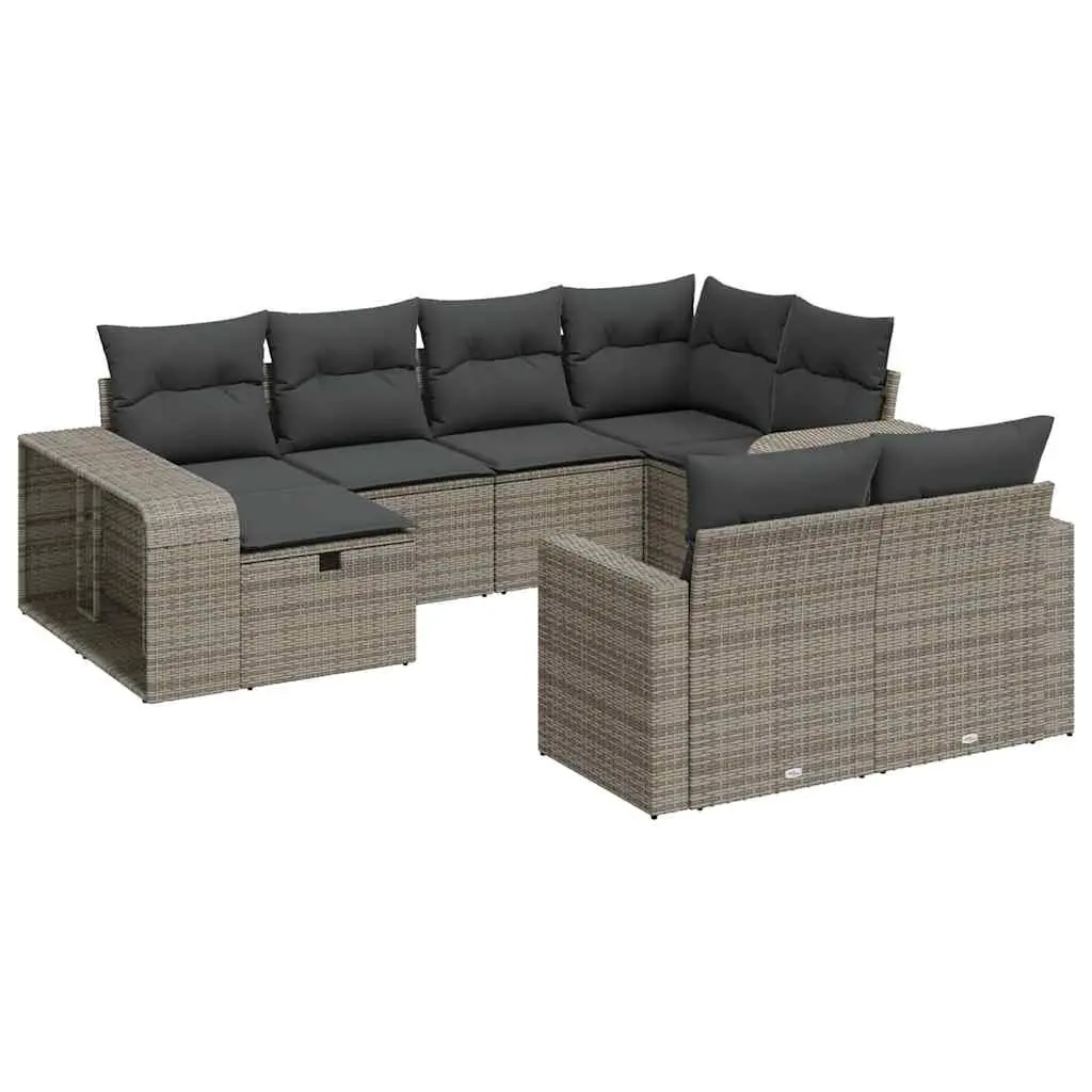Garden Sofa Set 10 Piece Outdoor Furniture Grey Poly Rattan Patio Lounge