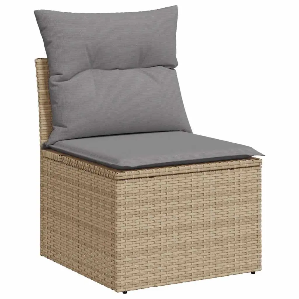 Garden Sofa Set 5 Piece Outdoor Patio Furniture Beige Poly Rattan with Storage