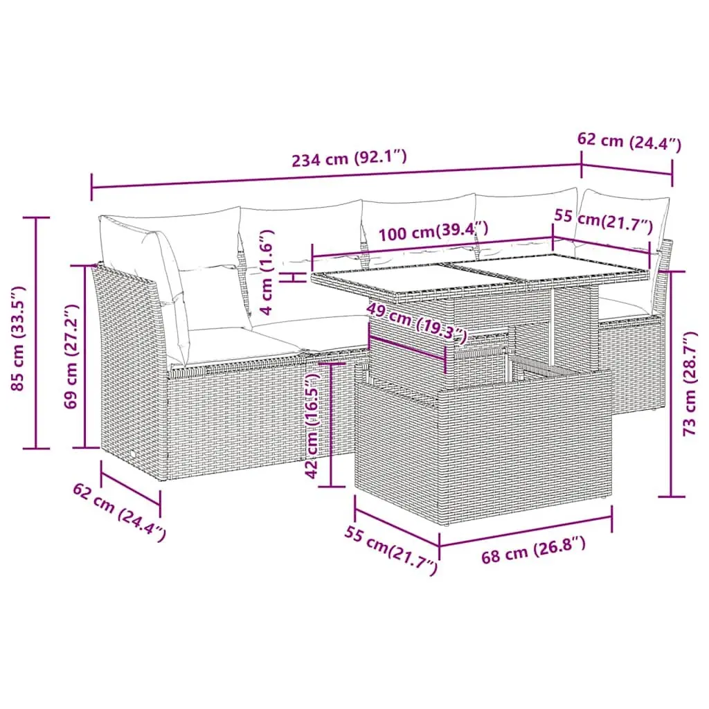 5 Piece Garden Sofa Set for Comfort and Style