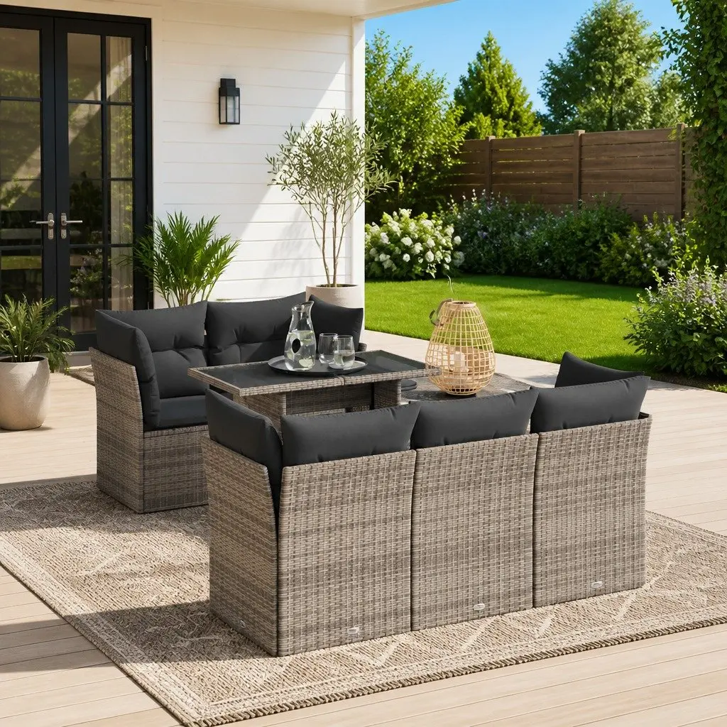 6-Piece Grey Garden Sofa Set