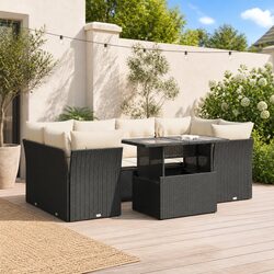 7 Piece Garden Sofa Set Outdoor Furniture Patio Sectional with Cushions Black