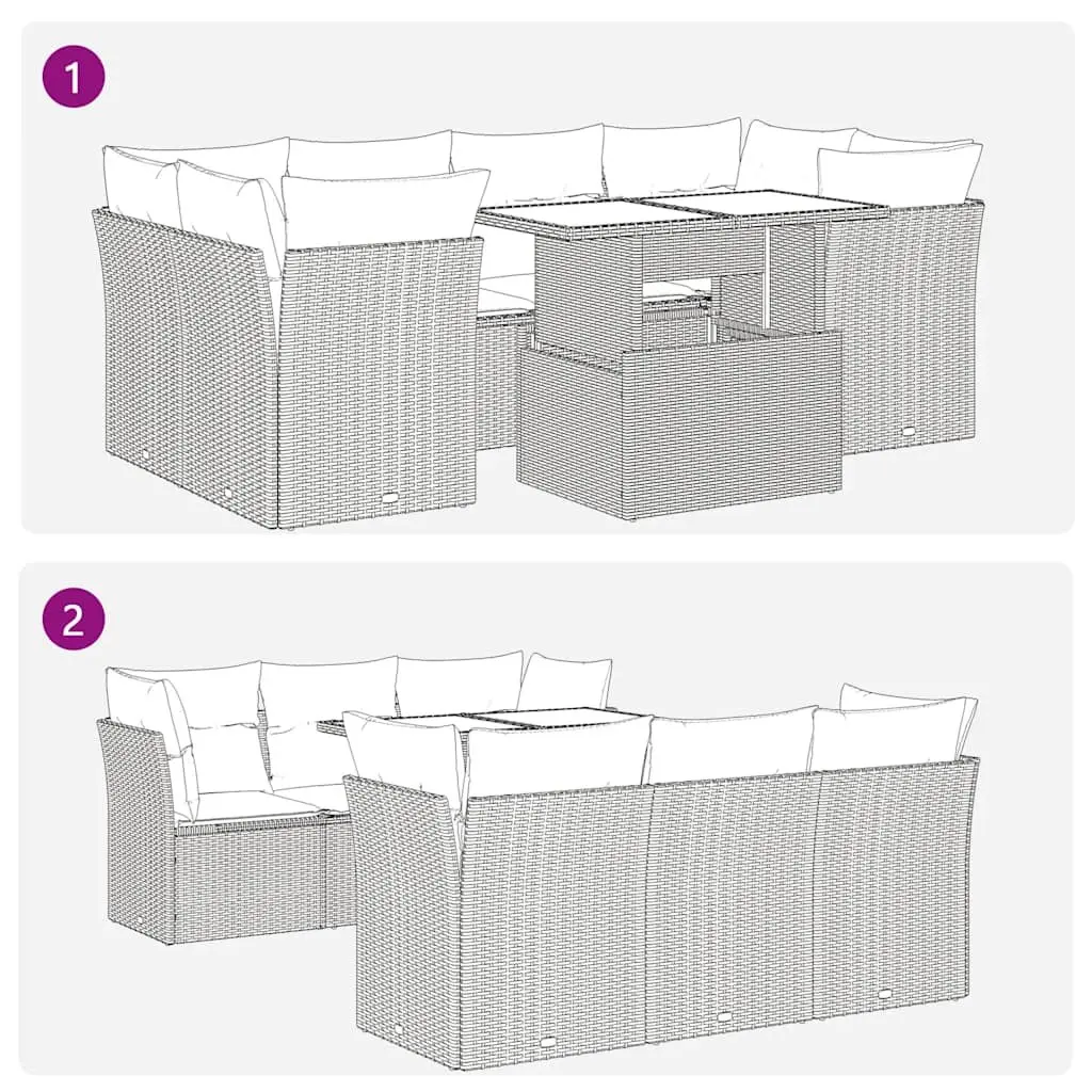 7 Piece Garden Sofa Set Outdoor Furniture Patio Sectional Cushions Black