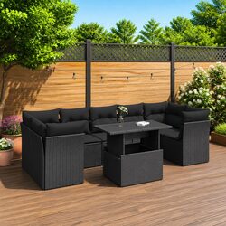 Quality and Value: 8-Piece Black Garden Sofa Set