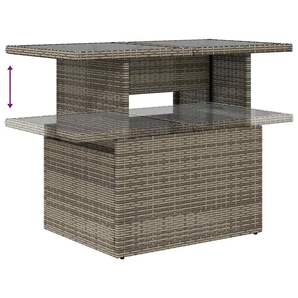 Outdoor Furniture Set 9 Piece Grey Poly Rattan Sofa with Cushions and Storage for Garden Patio
