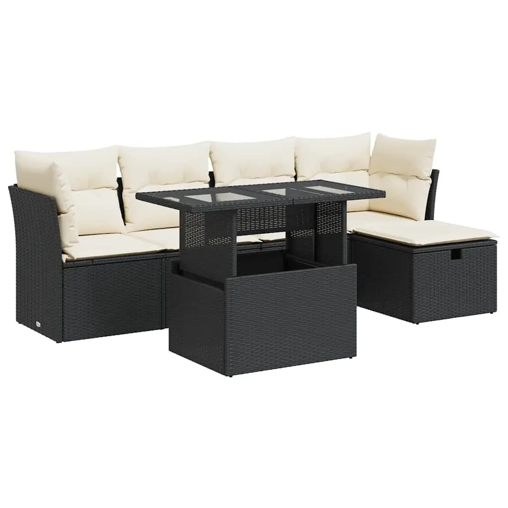 6 Piece Black Outdoor Sofa Set
