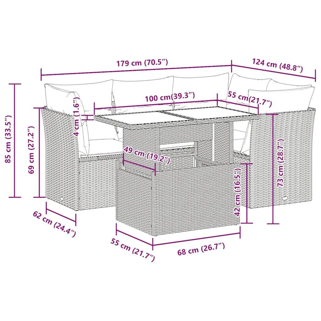 5-Piece Garden Sofa Set with Storage