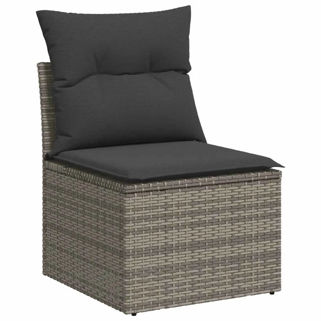 Outdoor Furniture Set Grey Poly Rattan 5 Piece Patio Sofa with Adjustable Table and Storage Function
