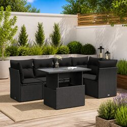 Comfortable 6-Piece Black Outdoor Sofa Set