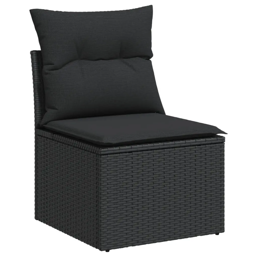Garden Sofa Set 6 Piece Outdoor Furniture Black Poly Rattan with Cushions