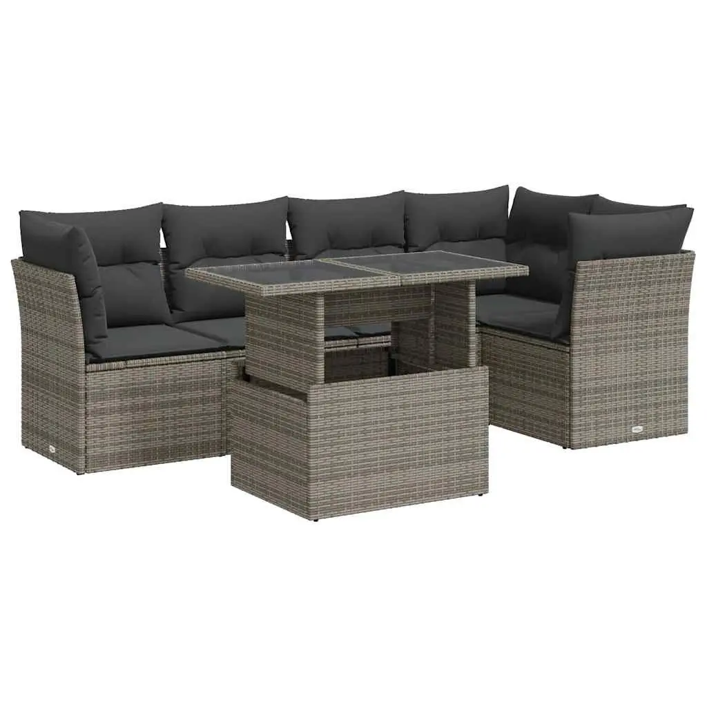 Outdoor Furniture Set 6 Piece Garden Seating Grey Poly Rattan Patio Sofa
