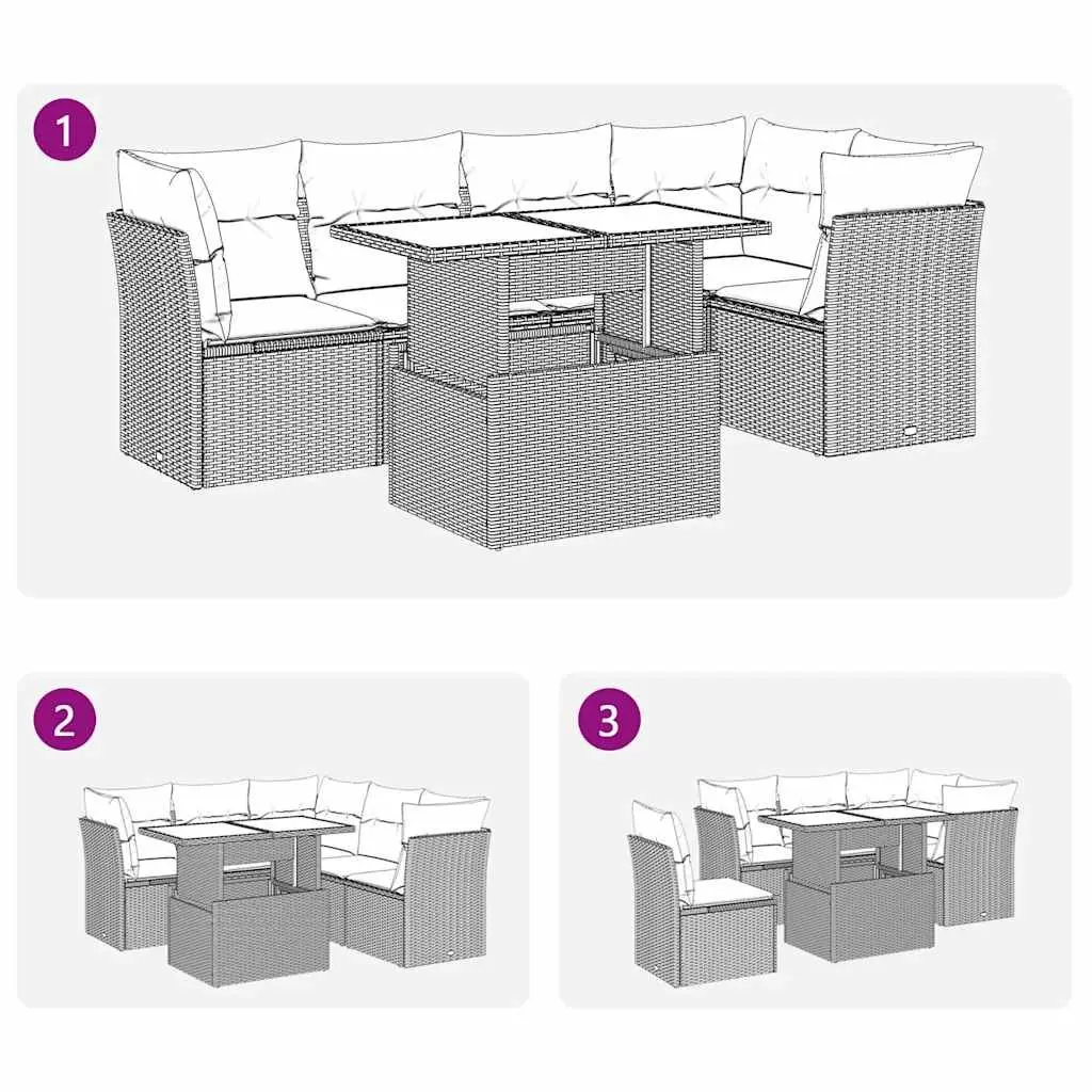 Outdoor Furniture Set 6 Piece Garden Seating Grey Poly Rattan Patio Sofa
