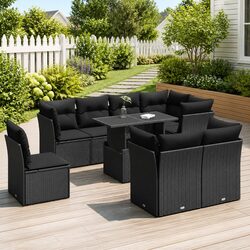 Reliable 9-Piece Garden Sofa Set with Storage and Comfort