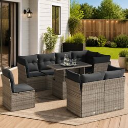 Comfortable 9 Piece Garden Sofa Set with Storage