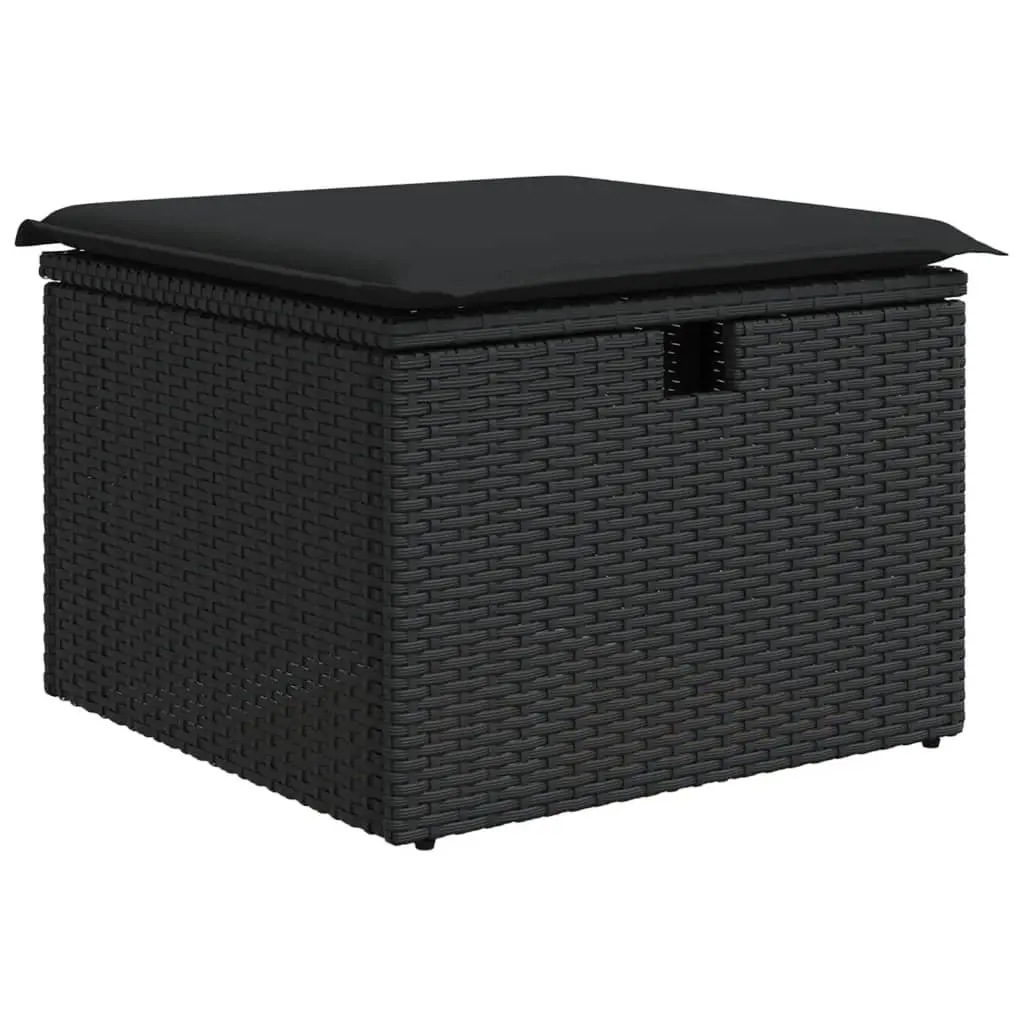 Outdoor Furniture Set 8 Piece Garden Sofa Patio Black Poly Rattan with Cushions
