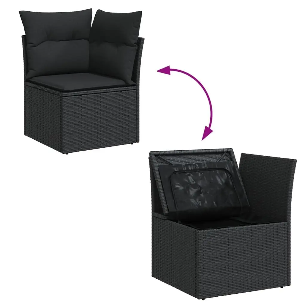 Outdoor Furniture Set 8 Piece Garden Sofa Patio Black Poly Rattan with Cushions
