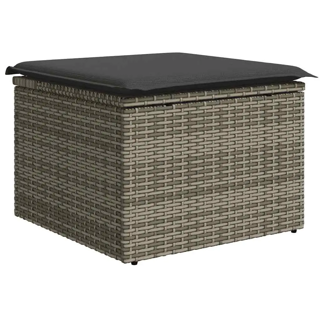 9 Piece Garden Sofa Set Outdoor Patio Furniture with Cushions Grey Poly Rattan