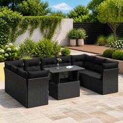 Reassuring Quality: 10-Piece Black Garden Sofa Set