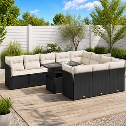 Versatile 11 Piece Black Sofa Set for Outdoor Comfort