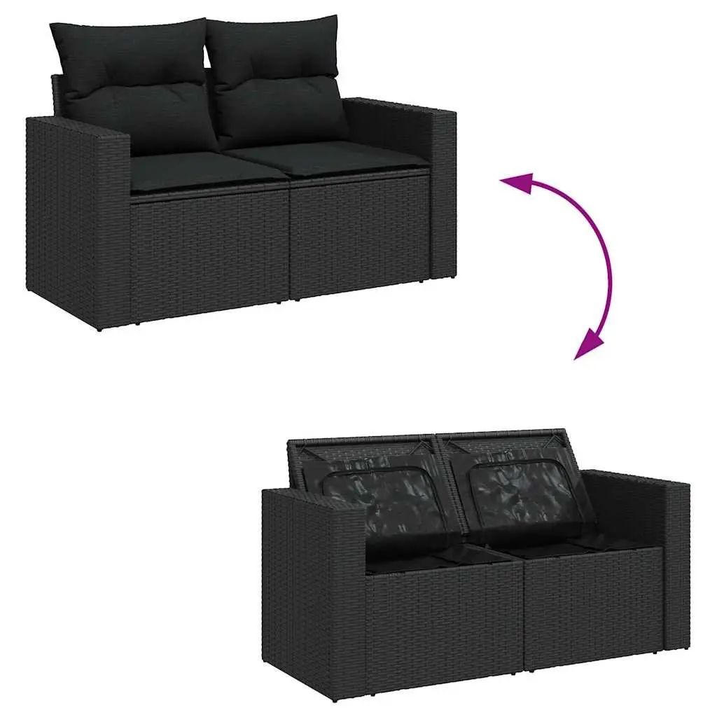 Garden Sofa Set Outdoor Furniture 5 Piece Patio Lounge Black Poly Rattan