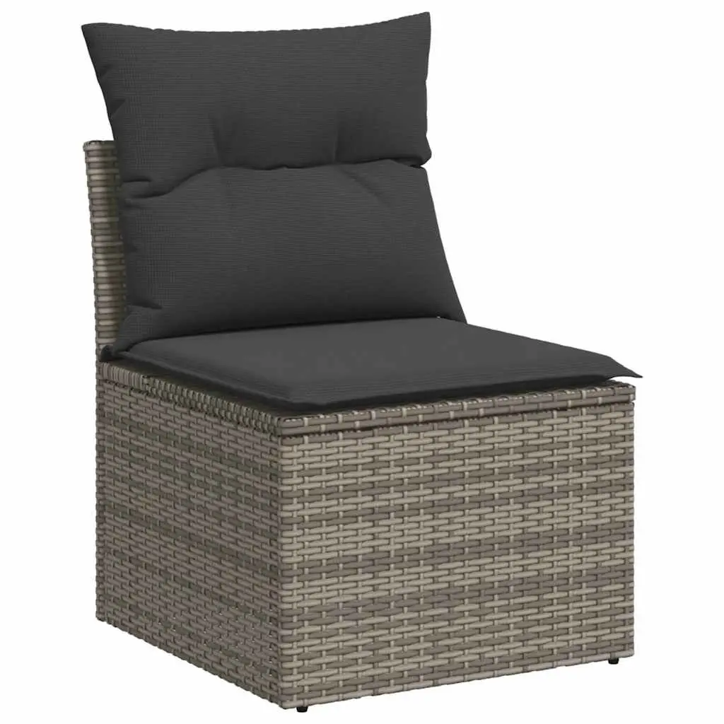 Garden Sofa Set 5 Piece Outdoor Furniture Grey Poly Rattan Patio Seating with