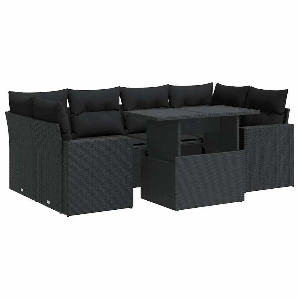 7 Piece Garden Sofa Set Outdoor Patio Furniture Black Cushions Storage