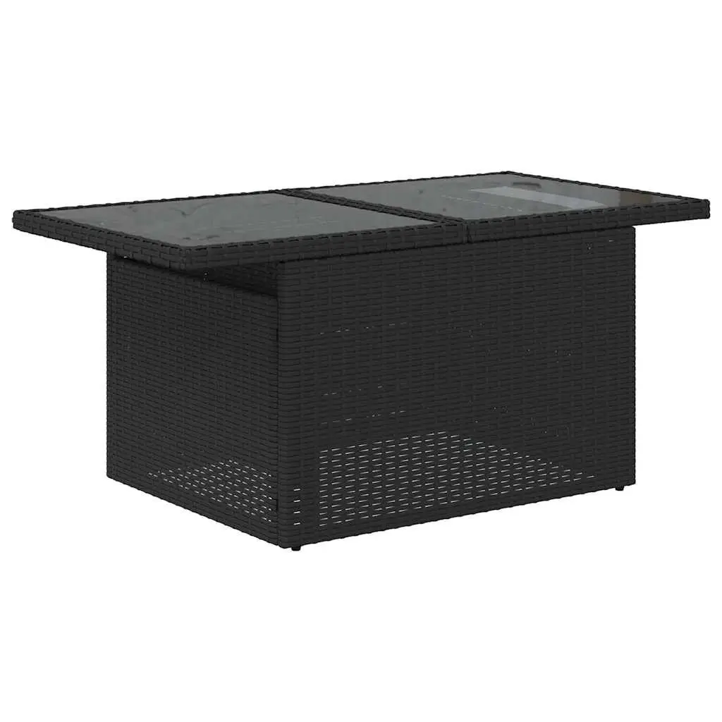Garden Sofa Set Outdoor Furniture 8 Piece Patio Black Poly Rattan with Storage
