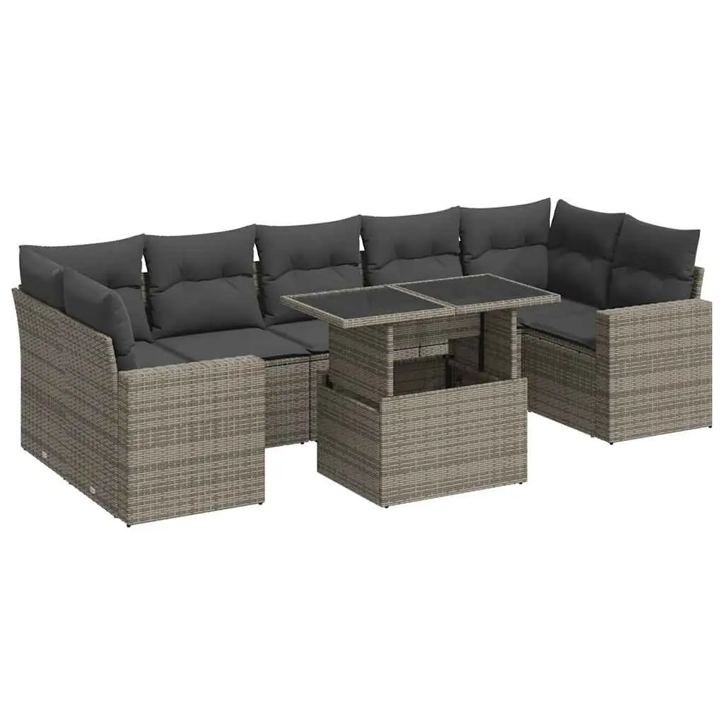 Outdoor Sofa Set 8 Piece Grey Poly Rattan Patio Furniture Lounge