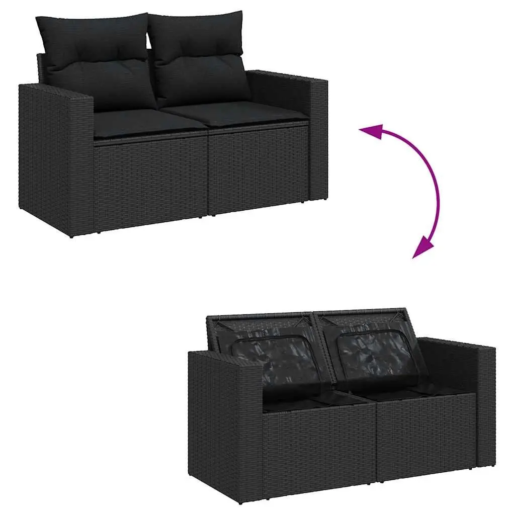 Garden Sofa Set 9 Piece Outdoor Furniture Black Poly Rattan Patio Seating