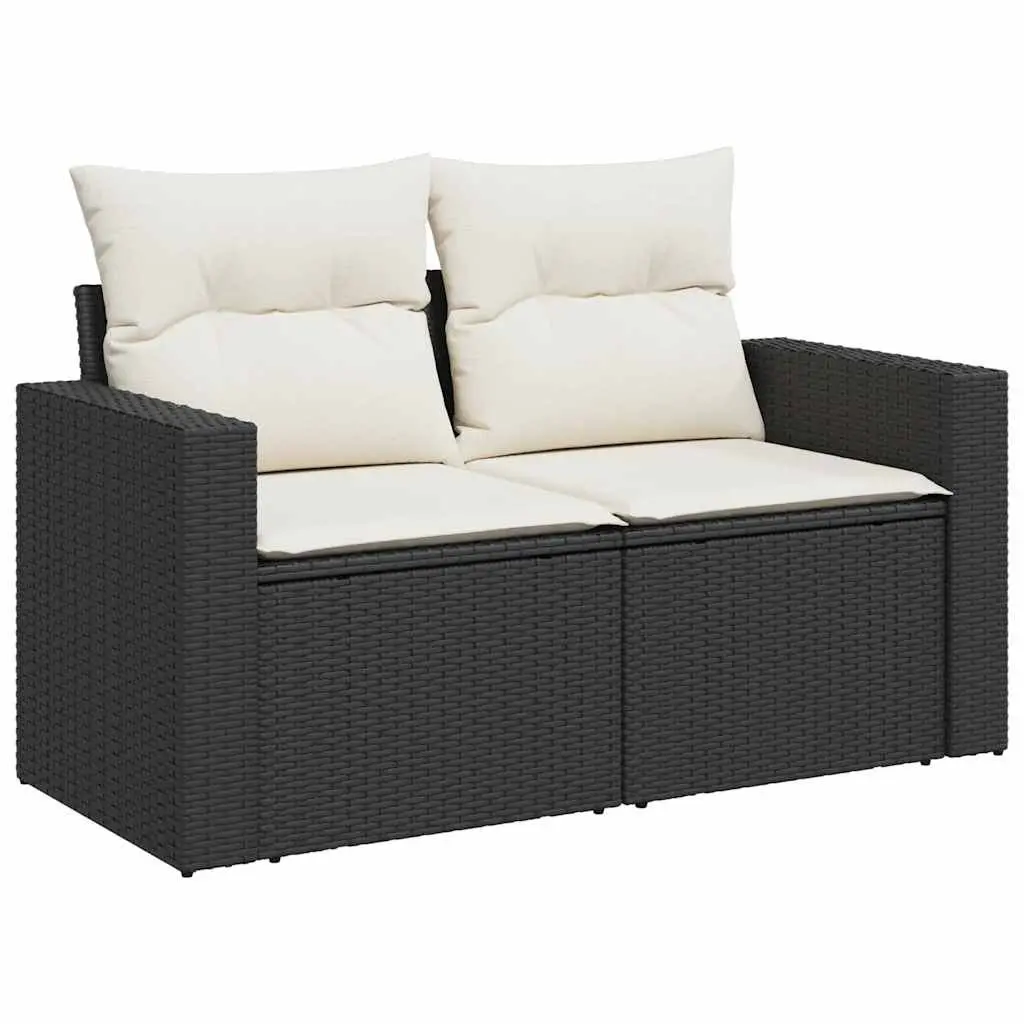 Outdoor Furniture Set 9 Piece Rattan Sofa with Storage Cushions Black