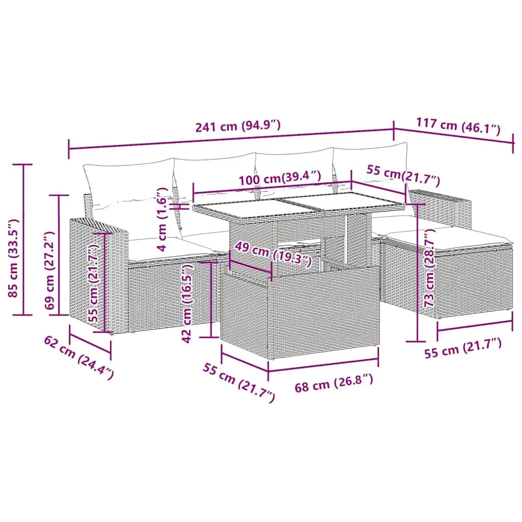 6-Piece Garden Sofa Set with Storage