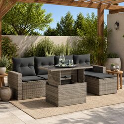Versatile 6-Piece Grey Garden Sofa Set for Your Outdoor Space
