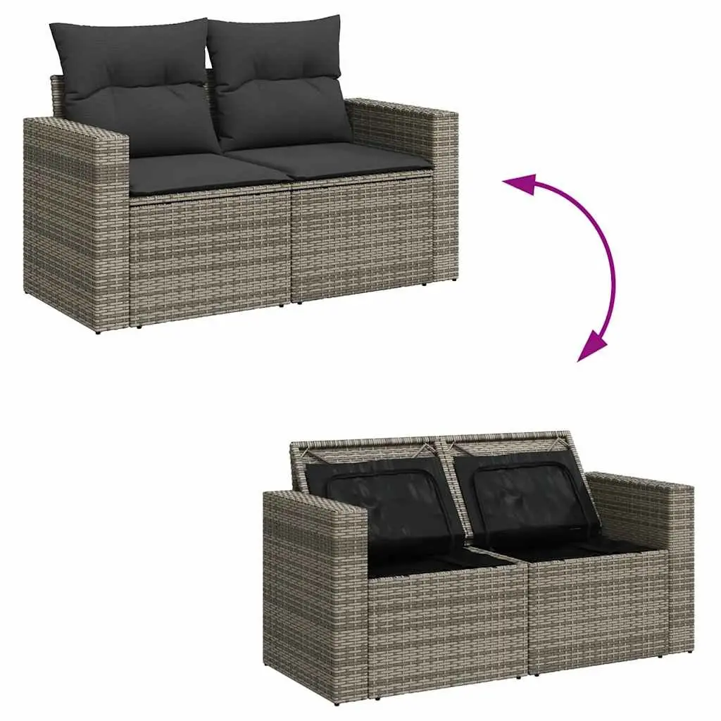 Garden Sofa Set 5 Piece Outdoor Patio Furniture Grey Poly Rattan with Cushions