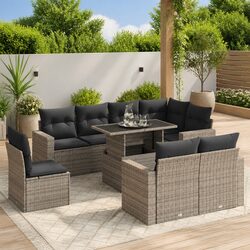 Comfortable 9 Piece Outdoor Sofa Set in Grey