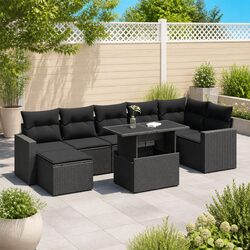 Warm and Inviting 8-Piece Black Garden Sofa Set