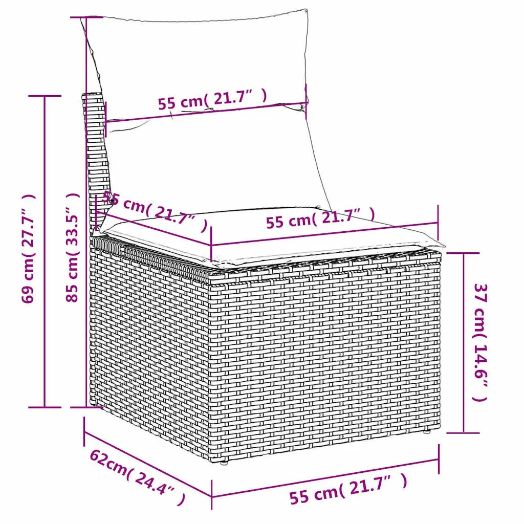 7 Piece Garden Sofa Set Outdoor Furniture Patio Sectional with Cushions Black
