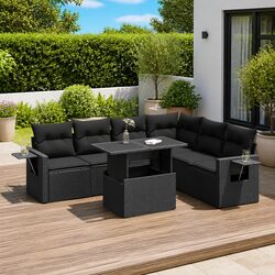 Comfortable 7 Piece Garden Sofa Set with Storage