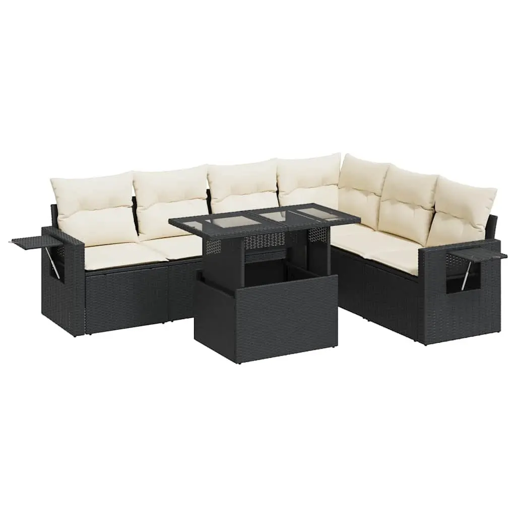 7 Piece Garden Sofa Set Outdoor Lounge Furniture Patio Seating Black
