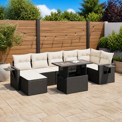 Comforting 8 Piece Garden Sofa Set with Cushions in Black