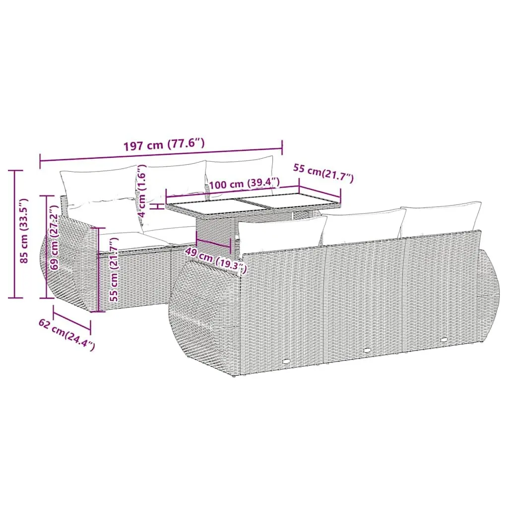 7 Piece Garden Sofa Set with Storage