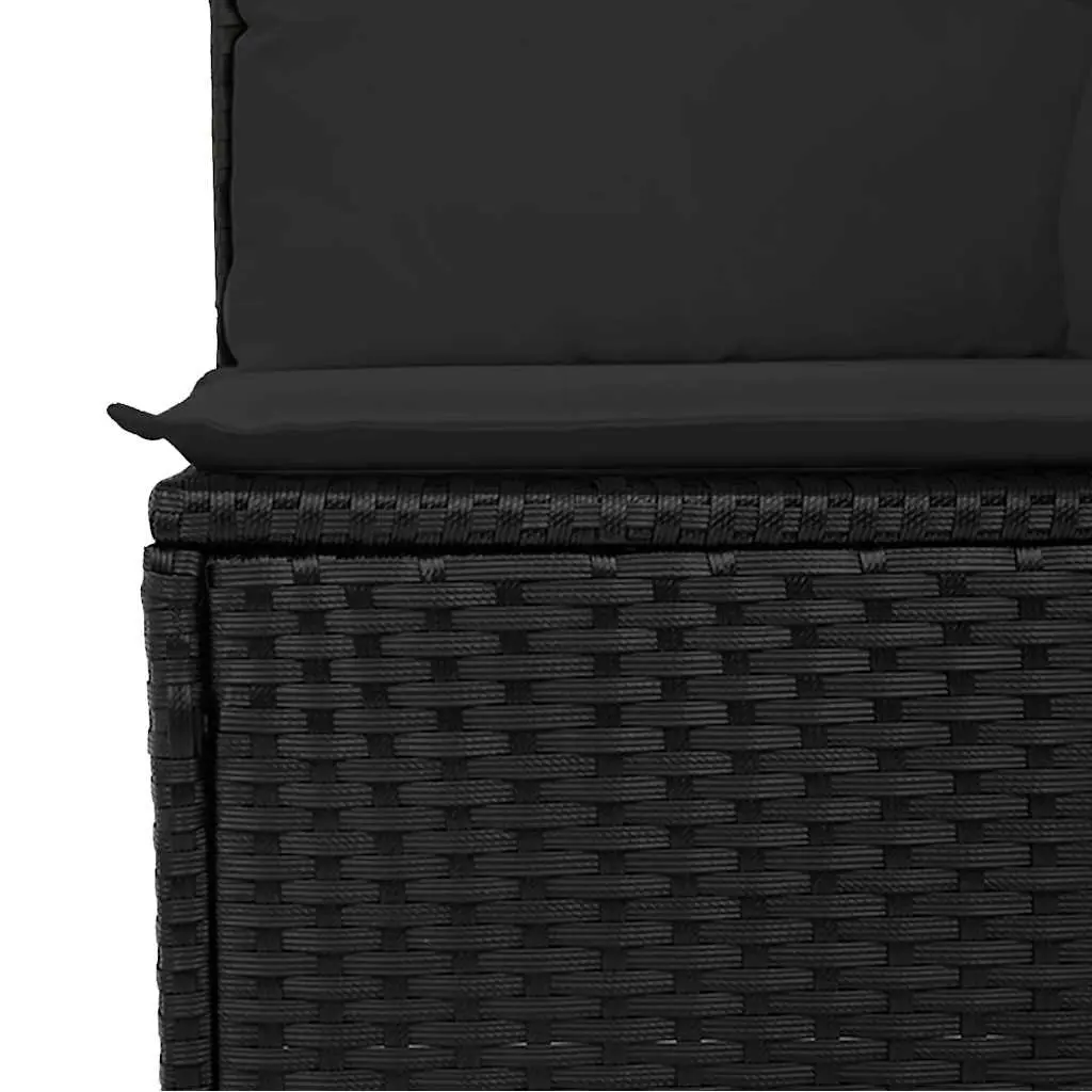 7 Piece Garden Sofa Set Outdoor Seating Black PE Rattan with Storage Cushions