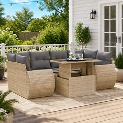 Beige 7 Piece Outdoor Sofa Set - Practical Comfort and Value
