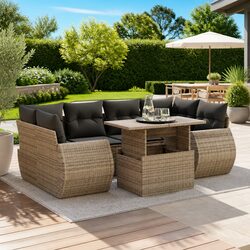 7 Piece Garden Sofa Set Outdoor Patio Furniture Lounge Chairs Table Grey