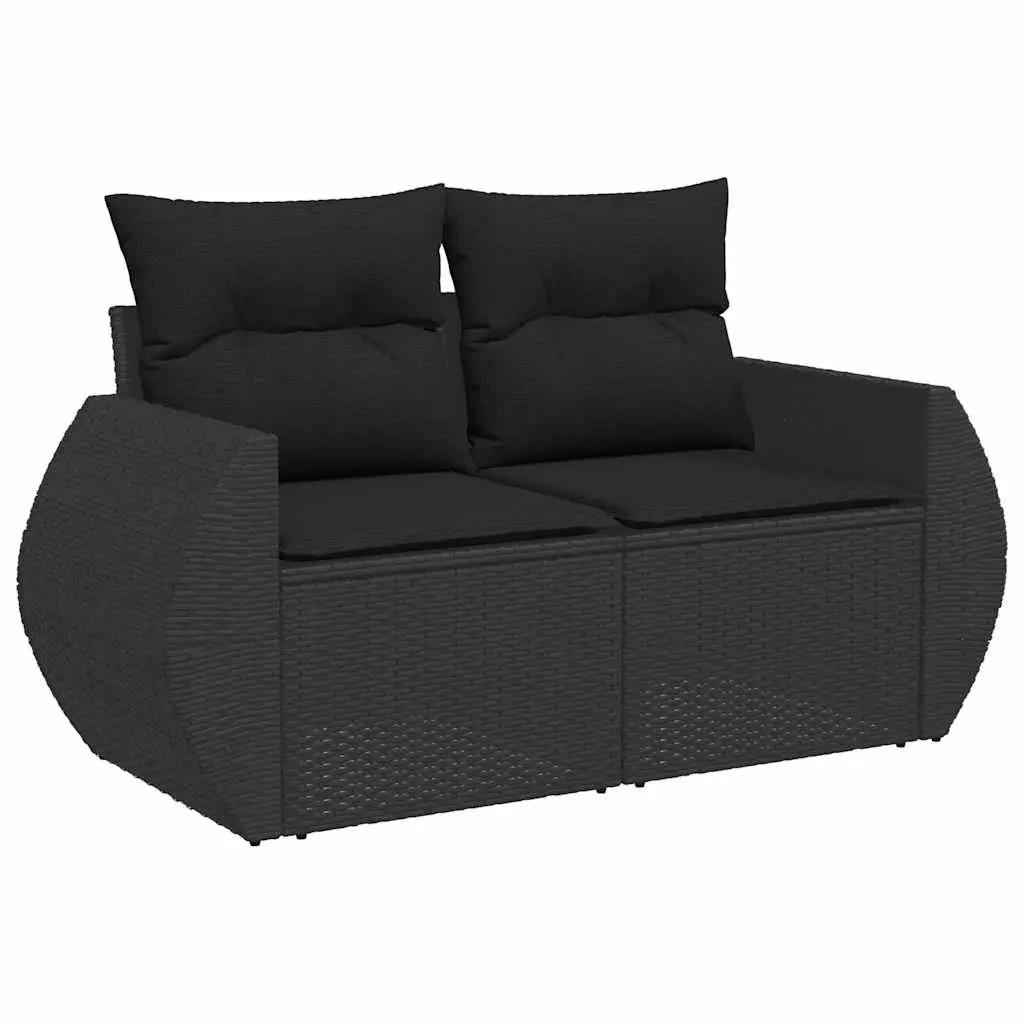 Garden Sofa Set 9 Piece Outdoor Furniture Black Poly Rattan Patio Seating