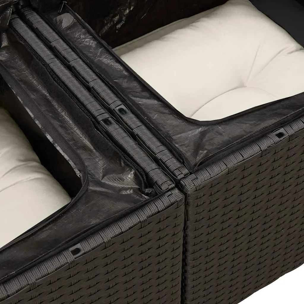 Outdoor Sofa Set 6 Piece Garden Patio Furniture Storage Cushions Adjustable Black